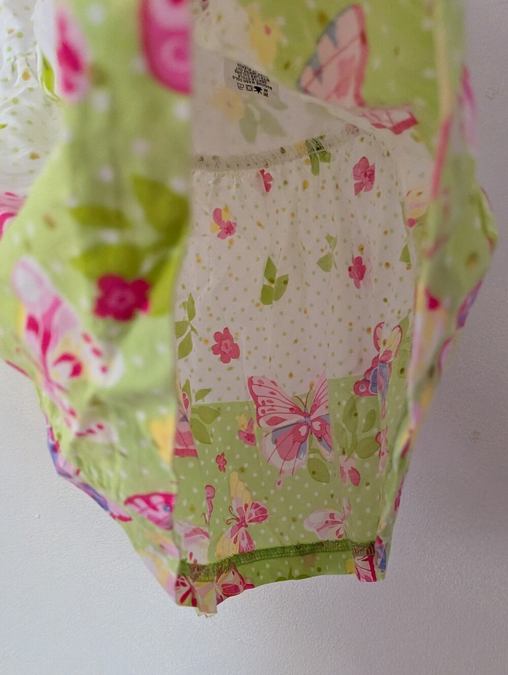 Bonnie Baby Butterfly Cotton Dress Pink & White Polka Dot Ribbon Straps - Picture 4 of 7